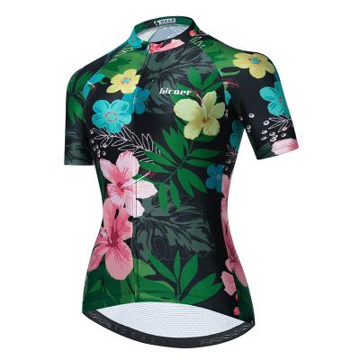 China 2022 Latest Fashion Design Flower Breathable Women Cycling Shirts for sale