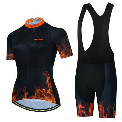 China Breathable Summer Pro Sublimation Short Sleeve Custom Women Cycling Team Bicycle Jersey Set for sale