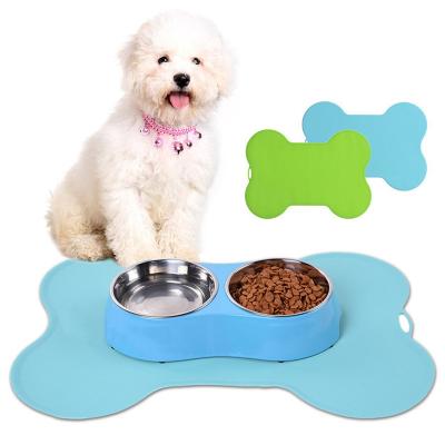 China Cute Large Size Portable Pet Cushion Large Water Travel Silicone Feeding Bowl Mat For Dogs And Cats for sale