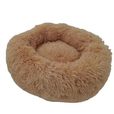 China 60cm Long Wool Donut Calming Pet Bed Plush Breathable Custom Multicolor Popular Round Dog Bed for sale