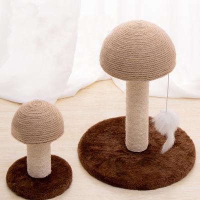 China Hot Sale Popular Mushroom Activity Sisal Interactive Scratcher Cat Post For Kittens Wood for sale