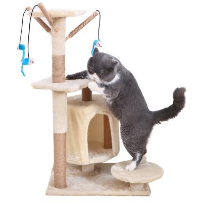 China Wholesale Top Sustainable Single Cat House Tree Cat Scratcher Tree For Cat Climbing for sale