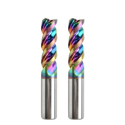 China LEE-X HRC60 8mm DLC Endmill Flat Carbide End Mill Metal CNC Cutter For 3 Flute U-flute Aluminum Carbide End Mill For Aluminum for sale