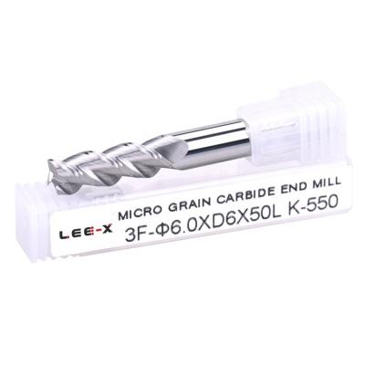 China LEE-X Carbide End Mill Flat 3 Flutes Cutting HRC55 3mm*75L 4mm*75L Tungsten Steel Tool For Aluminum Extended Shank Aluminum Solid Carbide End Mill for sale