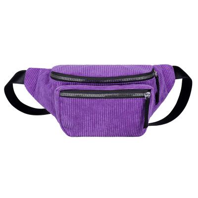 China Fasion Vintage Sports Pouch Corduroy Casual Waist Bag For Outdoor Girls Waist Bag Chest Fanny Pack for sale