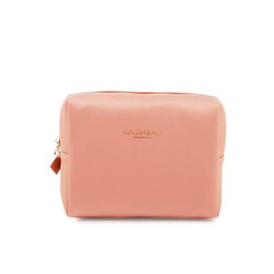 China Fashion Zipper Gold Women Pink Eco PU Leather Small Make Up Bag for sale