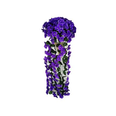 China Wholesale Minimalist Multi Color Silk Flower Violet Flower Hanging Wall Wisteria Basket Simulation Artificial Rattan Plant For Wedding for sale