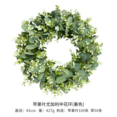 China Amazon Eco-Friendly Sell Like Hot Cakes Synthetic Eucalyptus Leaves Front Entrance Garland Eucalyptus Leaves Hang Garland Door Eucalyptus Leaves for sale