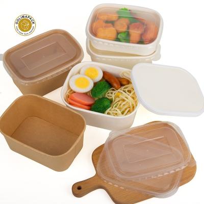 China Rectangular eco-friendly recyclable waterproof and 100% compostable square oil salad bowl with lid for sale