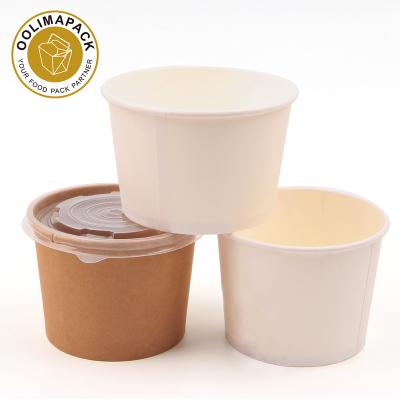 China Recyclable warm brown paper 32OZ soup bowl, chicken soup box, fruit salad container for sale