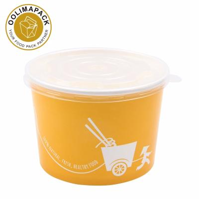 China Recyclable Disposable Hot Soup Paper Food Bowl With Lid , Pastel Soup Bowl With Lid for sale