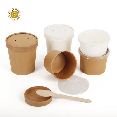 China 11oz Soup Paper Cup Biodegradable Eco Friendly Disposable Takeout Soup Bowl Wrapping Paper With Lid for sale