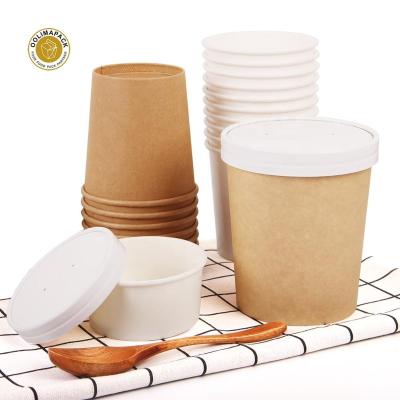 China PLA Paper Cup Paper Cup Container Wrapping Paper Biodegradable Compostable Disposable Soup Bowl With Lid for sale