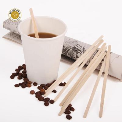 China Viable Biodegradable Disposable Hot Beverage Tea Coffee Hand Wooden Stir Bar Stirrer Stick for sale