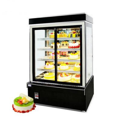 China Single-temperature cabinet with vertical sliding door mini cake display glass door mini fridge for sale