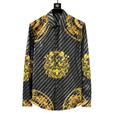 China Anti-pilling Bold Design Luxury Metallic Print Only Baroque Stem Long Shirt For Men for sale