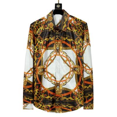 China Bold Design Anti-Pilling Luxury Printed Metallic Baroque Print Long Sleeve Shirt For Men's Button-Up for sale