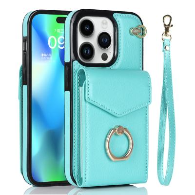 China Hot Selling Shockproof Wholesale Pro Wallet 14 Pro Wallet 14 Multifunctional Ring Clip Organ Card Bag Phone Case Bag Cover Wallet iPhone Case Max Finger for sale