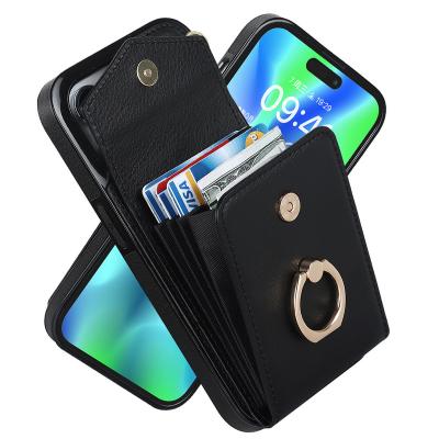 China Wholesale Shockproof Wallet 14 Pro Multifunctional Ring Clip Organ Card Bag Phone Case Bag Cover Wallet Fashion iPhone Case Finger Max New for sale