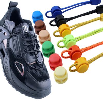 China Flat No Tie Laces Shoe Lace Lazy Lock Bungee Locking System Reflective Elastic Laces With Printing Lock Lace for sale