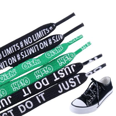 China Customized Logo Flat Wide Shoe Lace Shoe Lace Sneakers Laces for sale