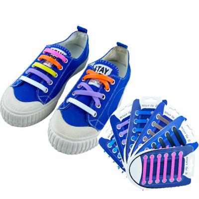 China Kids/Adult Flat Elastic Laces No Tie Lace Silicone Laces for sale