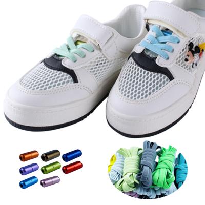 China Round Capsule Elastic Flat Laces Buckle No Tie Shoe Lace for sale