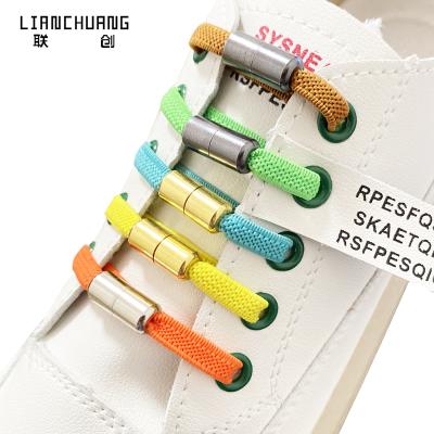 China Custom Flat Magnetic Lock Metal Lace Flat Buckle Laces Custom Laces for sale