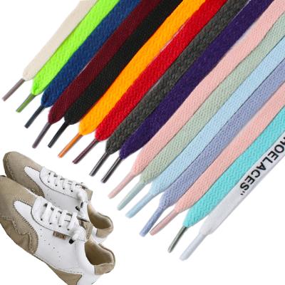 China Fashion Good Quality Flat Flat Shoe Lace Up 8 Mm 0.5-2.m Length Wide Color Laces for sale