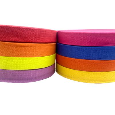 China custom 100% cotton 25mm 30mm 35mm38mm 1.5inch cotton 1.5inch polyester webbing for twill band backpack for sale