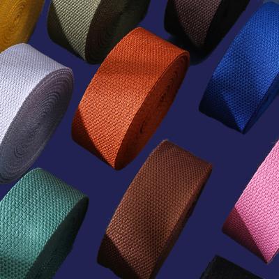 China Custom 30mm Wide Thickness Cotton Polyester Webbing Straps Eco - Friendly High Tenacity 2mm Eco - Friendly for sale