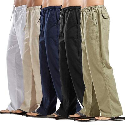 China Breathable Joggers Casual Pockets Loose Pants Jogging Streetwear Straight Canvas Wide Leg Sweatpants Elastic Waist Pants for sale