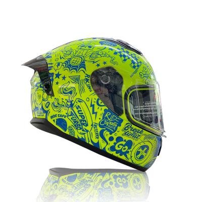 China Single ABS Motorcycle Accessories Sun Visor Full Face Helmet With Graffiti Graphic for sale