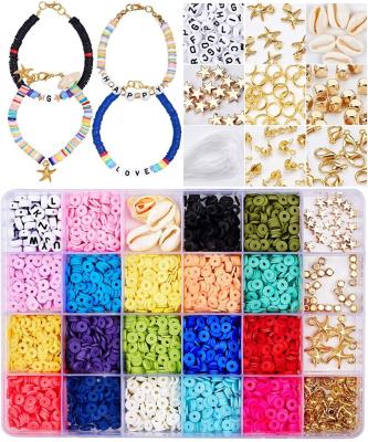 China DIY Jewelry Flat Round Polymer Clay Spacer Beads For Jewelry DIY Bracelets Necklace Earring Clay Bead Kit for sale