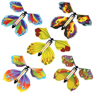 China Magic Flying Butterfly Toys Flying Butterfly Surprise Wind Up Butterfly In The Book Elastic Band Operated Magic Fairy Flying Toy for sale