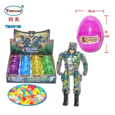 China Cartoon Toys Plastic Children Gifts Surprise Egg Toy Army Soldier Toy With Candy For Promotional Gift for sale