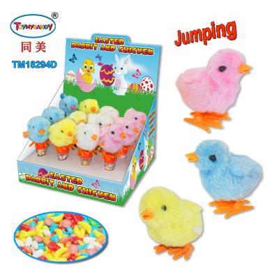 China 2020 Jumping Capsule Toys Plush Easter Chicken Rooster Toy With Candy for sale