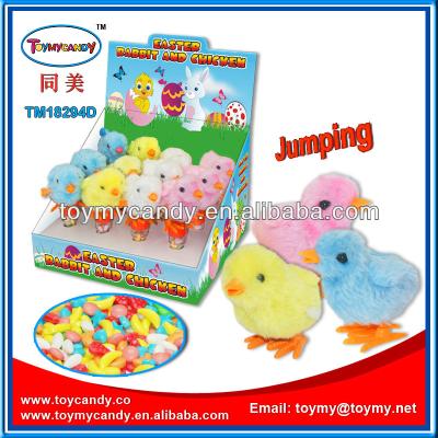 China Capsule Toys Mini Plush Furry Wind Jumping Easter Rabbit and Chicken Candy Tube Pink Mix Farm Family Yellow Blue Colorful Animal for sale