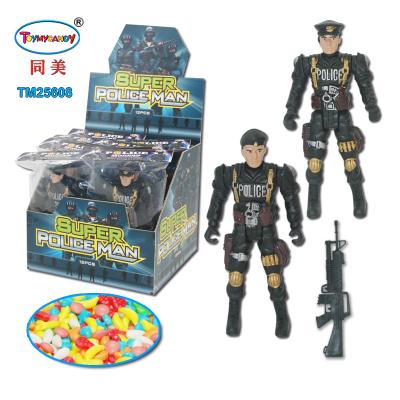 China Capsule Toys 2020 Hot Selling Medium Police Super Man Plastic Toy Soldier With Weapon Gun With Candy Outdoor Russian Toy Millartary Set for sale