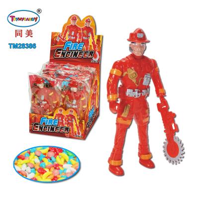 China Capsule Toys Chenghai Plastic Fire Tool Engineer Man Robot Toy With Candy for sale