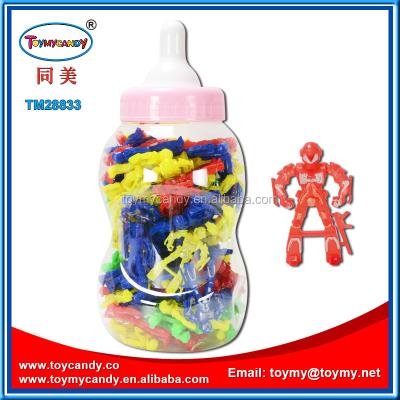 China 2016 cartoon toy cheap plastic toy robot brick toys rebot small in big bottle from Shantou China factory for sale