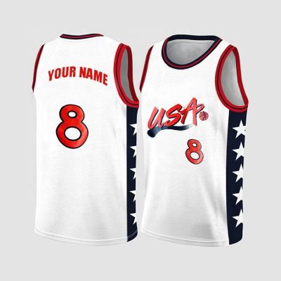 China Sublimation Embroidery Breathable Mesh Reversible Custom Vintage Basketball Jerseys Tank Tops for sale