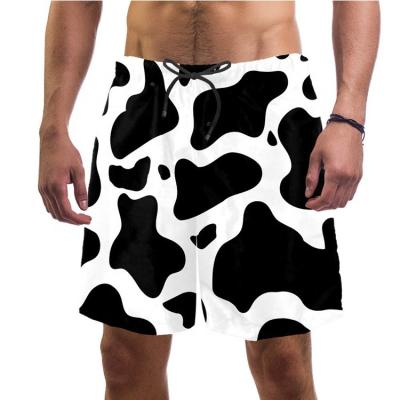 China Cow Sublimation Printing Polyester Swim Trunks Breathable Custom Beach Shorts for sale