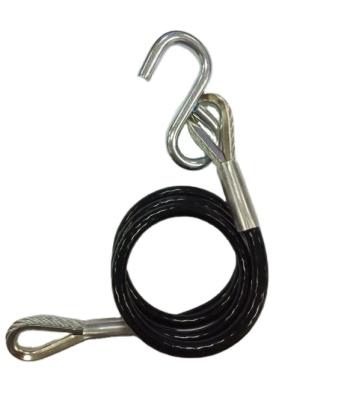 China Cable 3' 3500LB (pair) Coiled Vinyl Coated Cable Trailer Safety Cable for sale