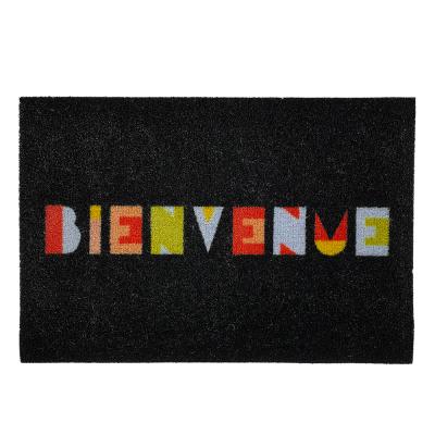 China Washable Custom Anti-Slip Door Mat Personalized Design Polyester Hard Surface Doormat for sale