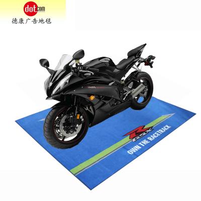 China Dotcom Anti-Corrosion Mats Custom Design Good Quality TPR Nylon Motorcycle Pit Mats Logo Motor Rug for sale