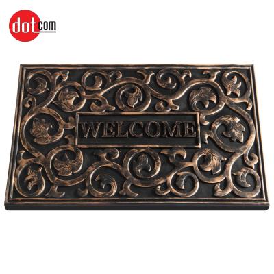 China Dotcom Good Durable Scrape Rectangle Easy Clean Waterproof Stylish Waterproof Dirt Rubber Outdoor Anti-Slip Welcome Entry Mat Rug for sale