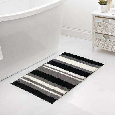 China Dotcom Durable Shaggy Polyester Microfiber Soft Absorb Water Stripe Amazon TPR Home Mat Rug For Bathroom for sale