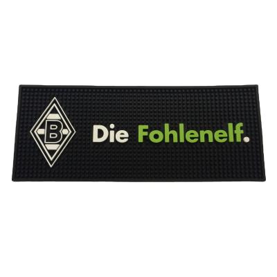 China Disposable Dotcom 3D Embossed Drip Spill Logo Beer Custom PVC Bar Mat Runner for sale