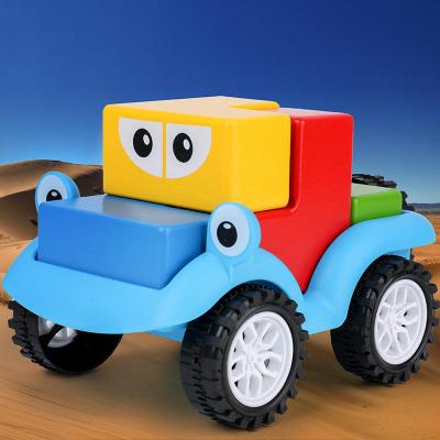 China Children's smart color carpooling free assembly building block assembly car boys girls early education puzzle desktop toys 29.5*24.5*7.5cm for sale